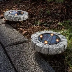 Acheter ⭐ Lampadaires Solaires Lot De 2 Lampes Solaires Aspect Béton Lampes Solaires Sol Jardin Esotec ?