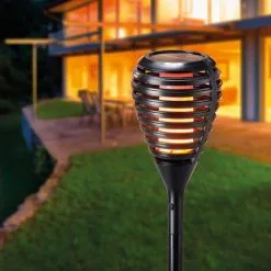 Offres ? Torche Solaire Avec Effet Flamme LED Lampe De Jardin Lampe Solaire Jardin Esotec 102480 ⭐